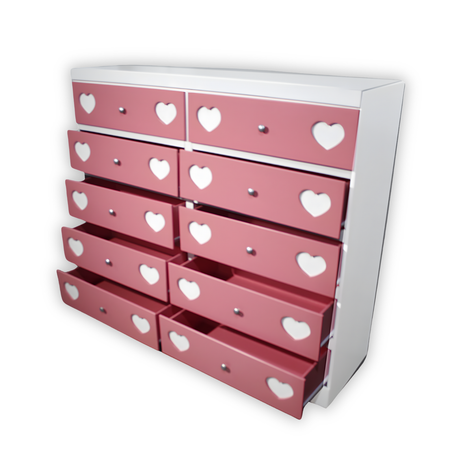 Cajonera de 10 Cajones Niña Blanco con Rosa