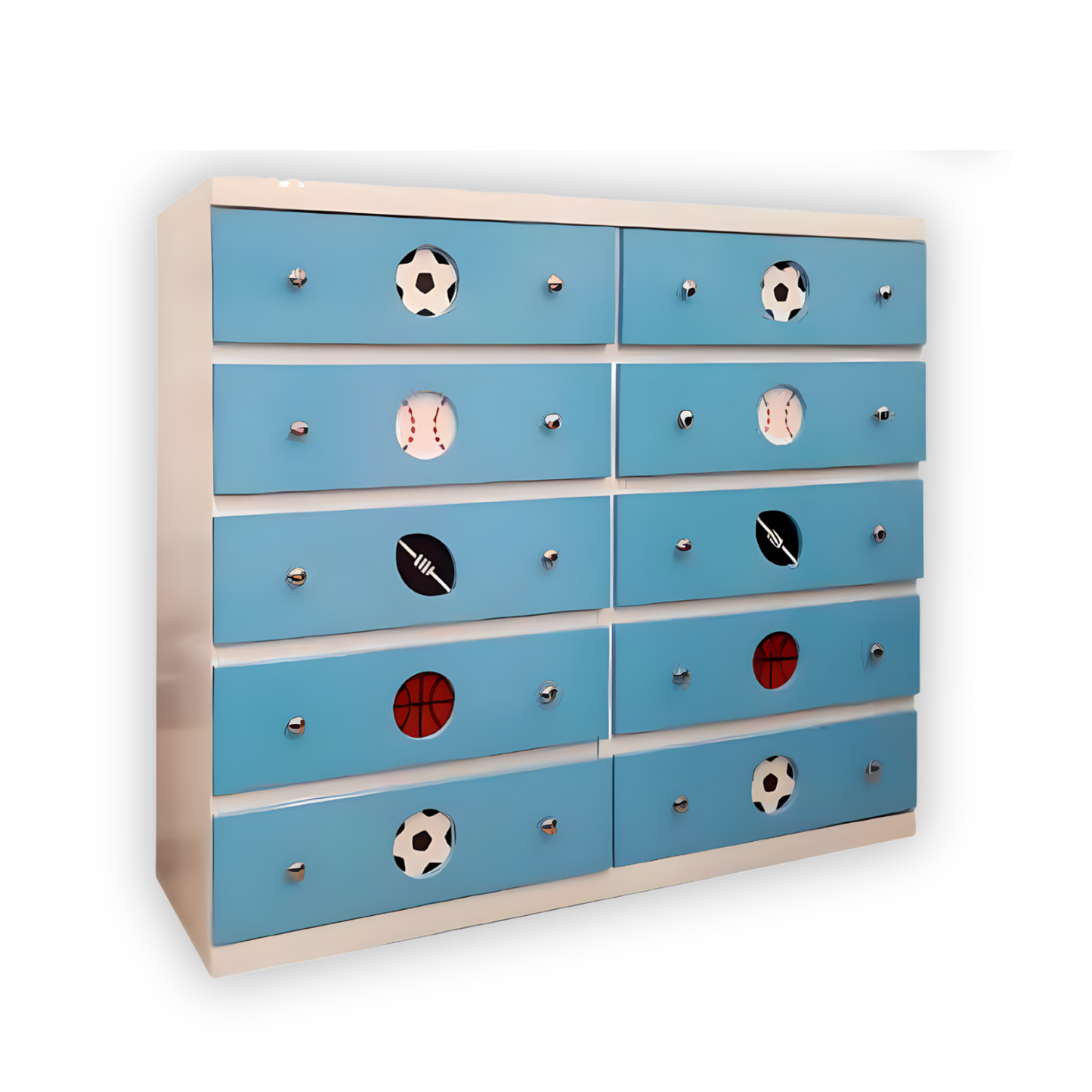 Cajonera de 10 Cajones Niño Blanco con Azul