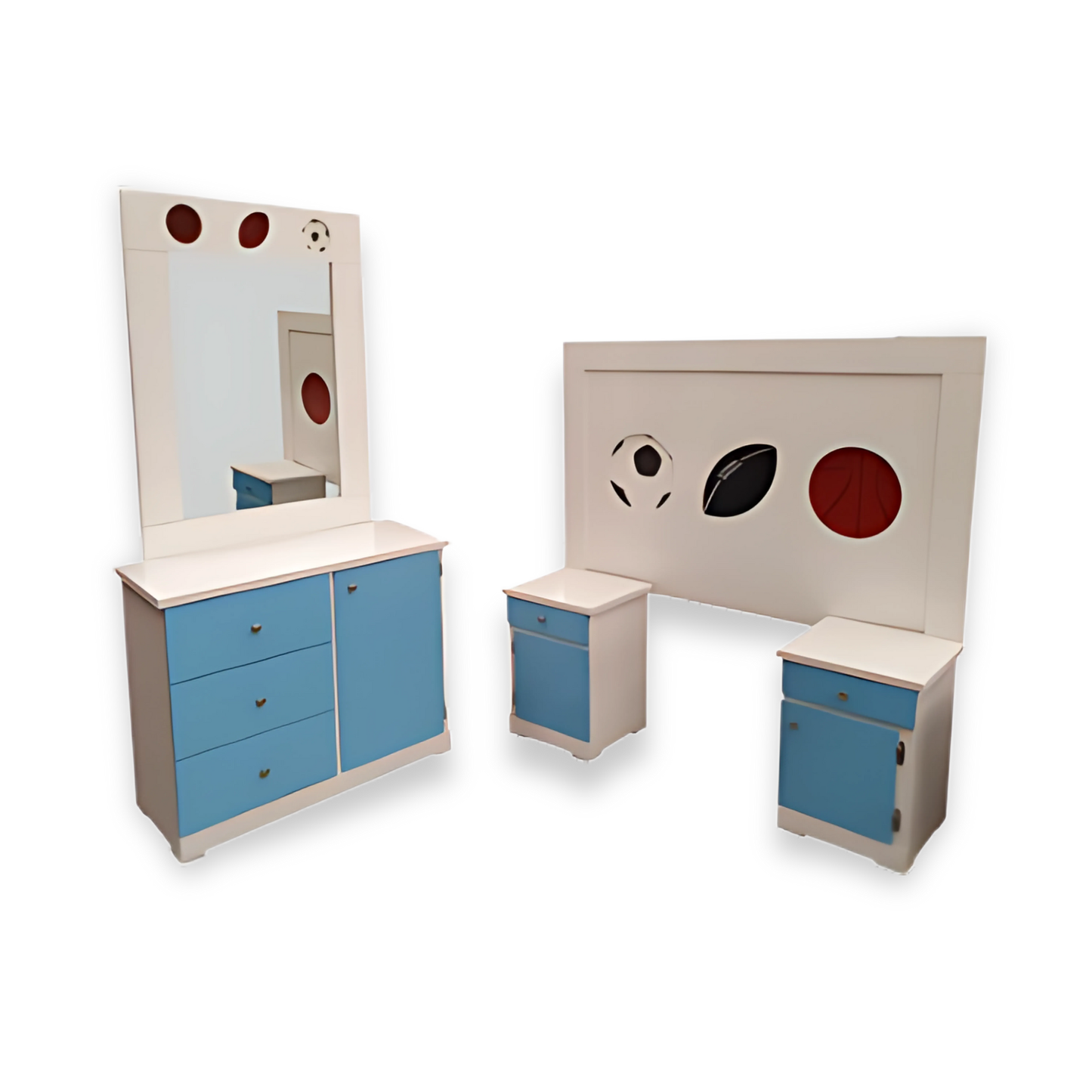 Recámara Matrimonial Infantil Blanco con Azul