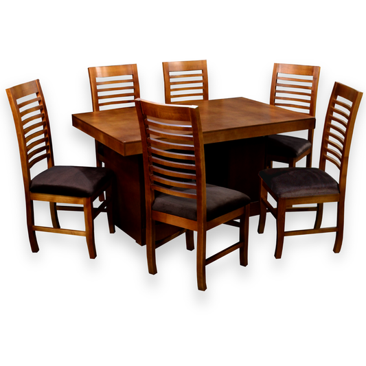 Comedor Napoles 6 Personas Enchapado Nogal Mod 1